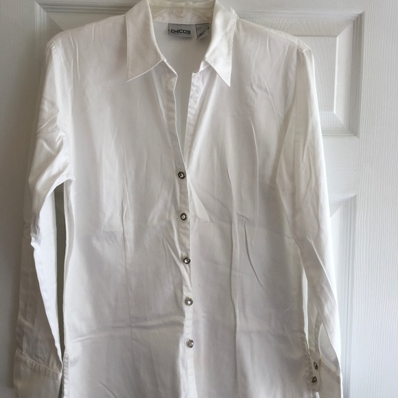 Chicos Ivory Cotton Spandex Tunic Blouse - Picture 1 of 3